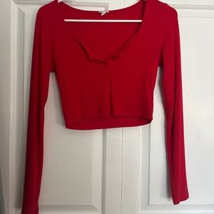 red long sleeve crop top- garage